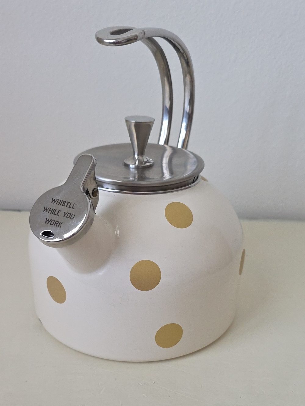 kate spade Cream Tea Kettle with Gold Polka Dots